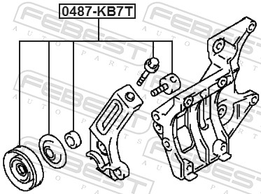 Tensioner Pulley, V-ribbed belt - 0487-KB7T FEBEST