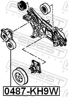 Tensioner Pulley, V-ribbed belt - 0487-KH9W FEBEST