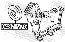 Tensioner Pulley, V-ribbed belt - 0487-V75 FEBEST
