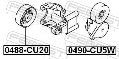 Galoppino/Guidacinghia, Cinghia Poly-V - 0488-CU20 FEBEST
