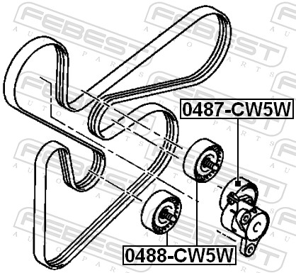 Deflection/Guide Pulley, V-ribbed belt - 0488-CW5W FEBEST