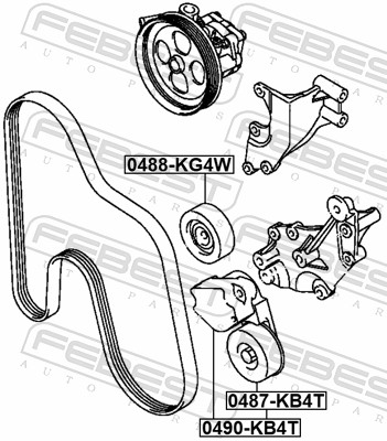 Deflection/Guide Pulley, V-ribbed belt - 0488-KG4W FEBEST