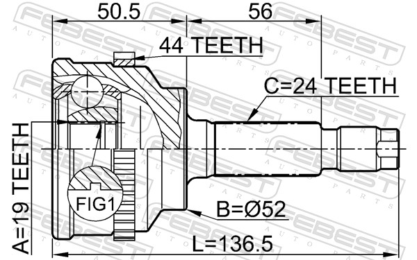 Joint Kit, drive shaft - 0510-014A44 FEBEST