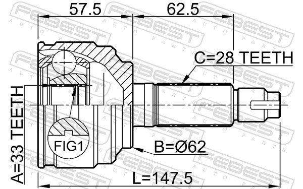Joint Kit, drive shaft - 0510-052 FEBEST