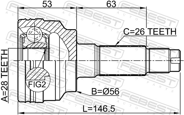 Joint Kit, drive shaft - 0510-323BJ FEBEST