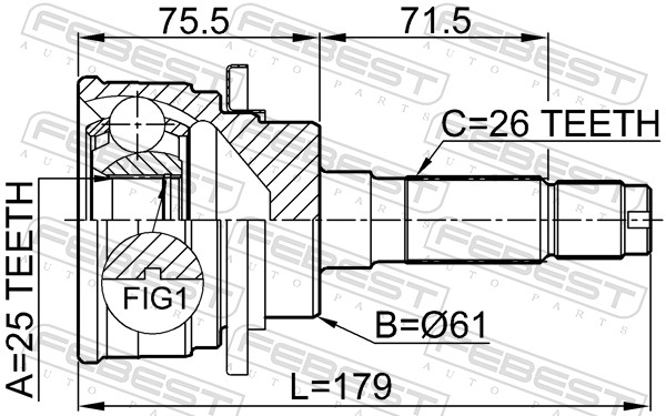 Joint Kit, drive shaft - 0510-B25 FEBEST