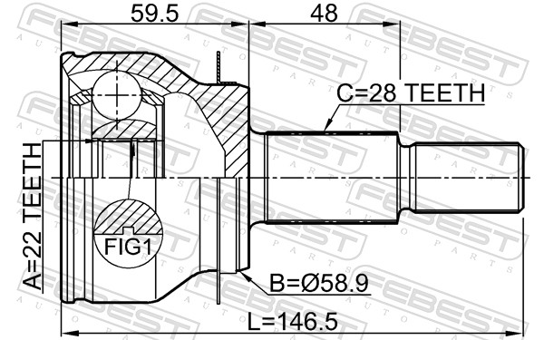 Joint Kit, drive shaft - 0510-BMAT FEBEST