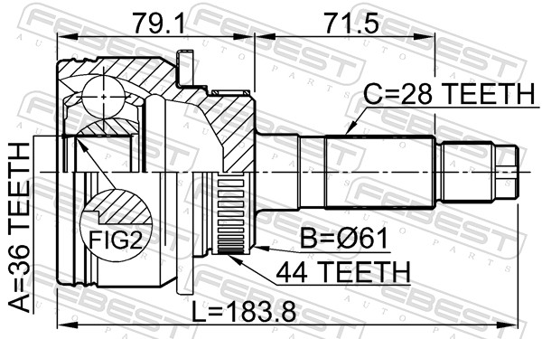 Joint Kit, drive shaft - 0510-BT50A44 FEBEST