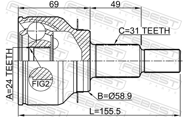 Joint Kit, drive shaft - 0510-GJAT FEBEST