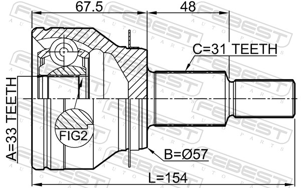 Joint Kit, drive shaft - 0510-KEMT FEBEST