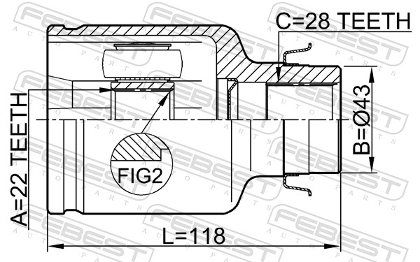 Joint Kit, drive shaft - 0511-M316ATRH FEBEST