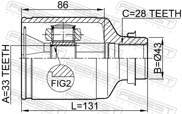 Joint Kit, drive shaft - 0511-M6ATRH FEBEST