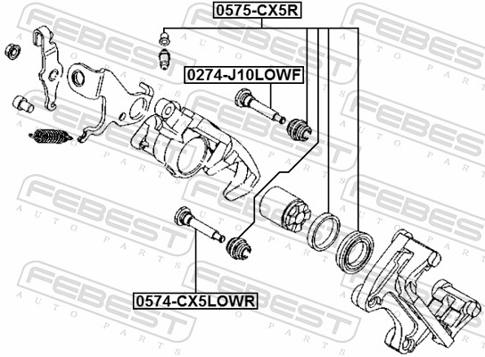 Guide Bolt, brake caliper - 0574-CX5LOWR FEBEST