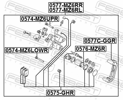 Brake Caliper - 0577-MZ6RL FEBEST