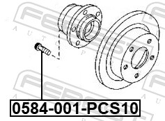 Wheel Stud - 0584-001-PCS10 FEBEST