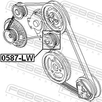 Tensioner Pulley, V-ribbed belt - 0587-LW FEBEST