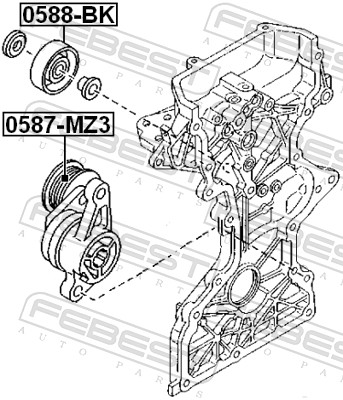 Tensioner Pulley, V-ribbed belt - 0587-MZ3 FEBEST