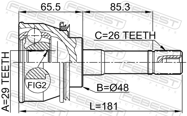 Joint Kit, drive shaft - 0710-011 FEBEST