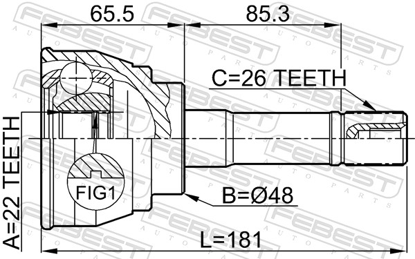 Joint Kit, drive shaft - 0710-012 FEBEST