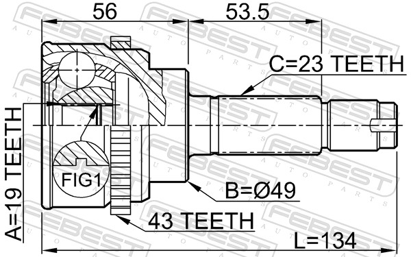 Joint Kit, drive shaft - 0710-017A43 FEBEST