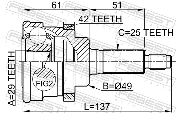 Joint Kit, drive shaft - 0710-029A42 FEBEST