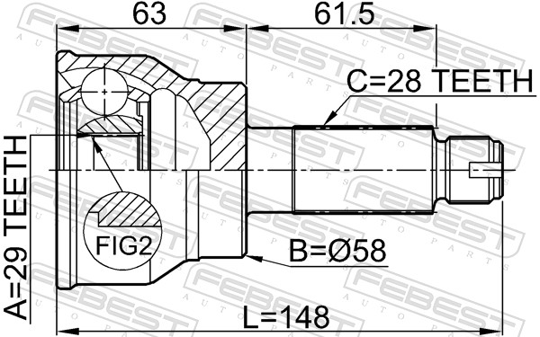 Joint Kit, drive shaft - 0710-037 FEBEST