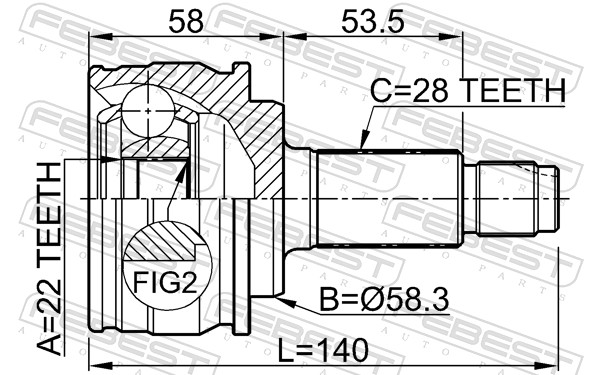 Joint Kit, drive shaft - 0710-GVJB FEBEST
