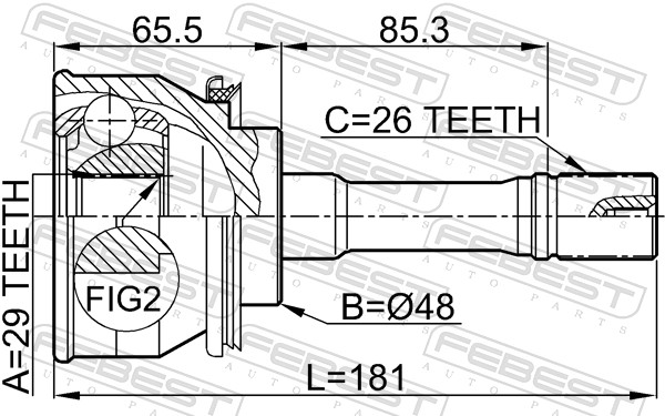 Joint Kit, drive shaft - 0710-GVSQ FEBEST