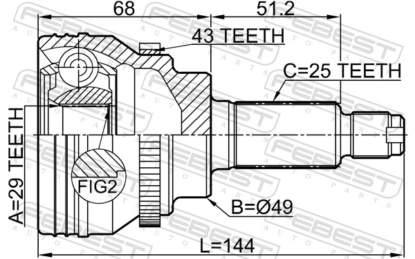 Joint Kit, drive shaft - 0710-IGN29A43 FEBEST