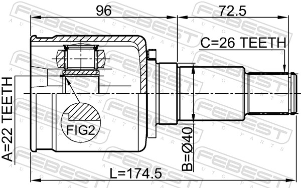 Joint Kit, drive shaft - 0711-GVJBRH FEBEST