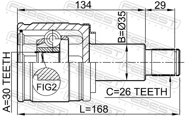 Joint Kit, drive shaft - 0711-XL7RH FEBEST