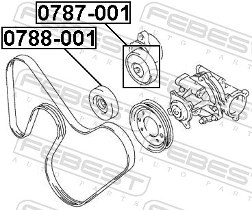 Tensioner Pulley, V-ribbed belt - 0787-001 FEBEST
