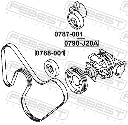 Belt Tensioner, V-ribbed belt - 0790-J20A FEBEST
