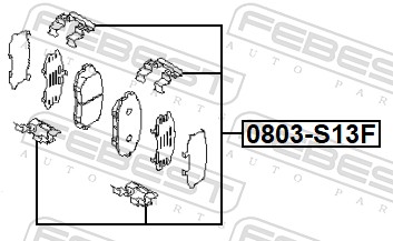 Комплектующие, колодки дискового тормоза - 0803-S13F FEBEST