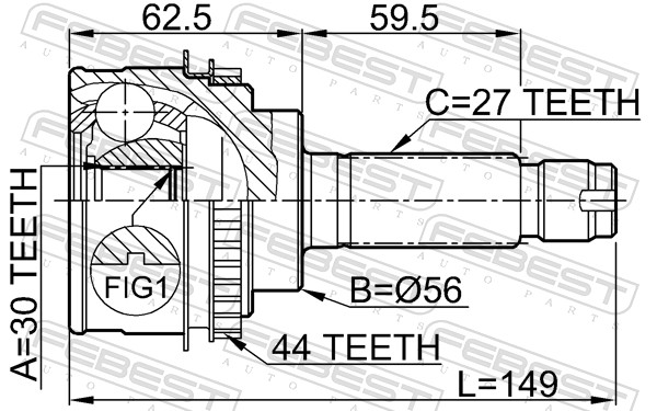 Joint Kit, drive shaft - 0810-026A44 FEBEST