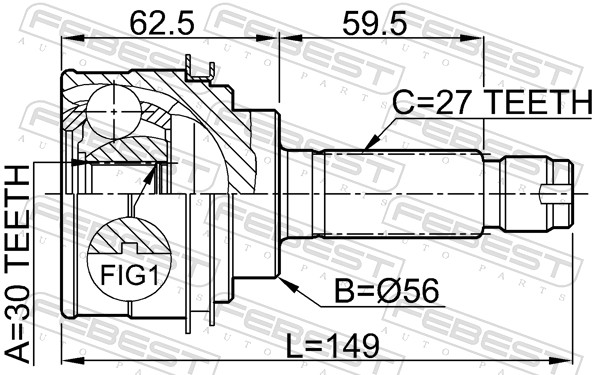 Joint Kit, drive shaft - 0810-026 FEBEST