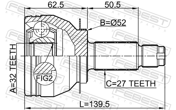 Joint Kit, drive shaft - 0810-B13MT FEBEST