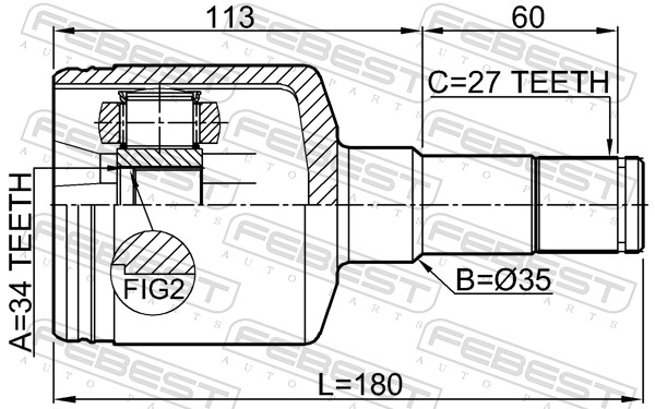 Joint Kit, drive shaft - 1011-CAPTLH FEBEST