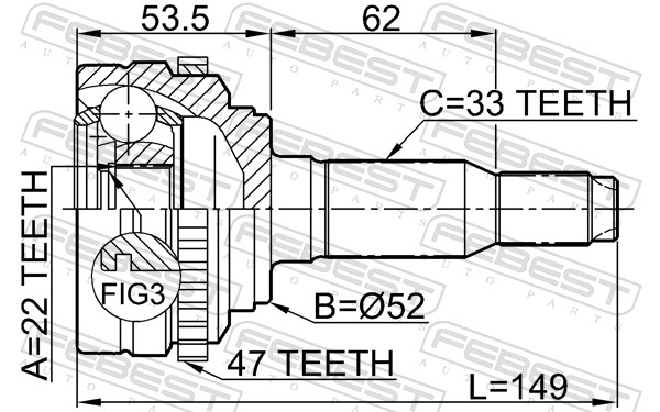 Joint Kit, drive shaft - 1110-J200A47 FEBEST