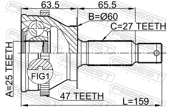 Kit giunti, Semiasse - 1210-011A47 FEBEST