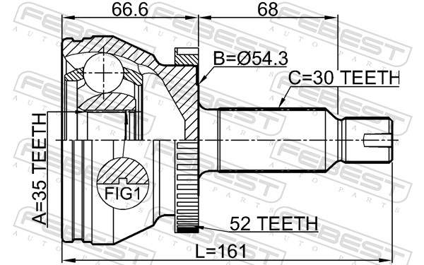 Joint Kit, drive shaft - 1210-DMA52 FEBEST