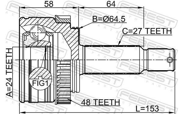 Joint Kit, drive shaft - 1210-IX35A48 FEBEST