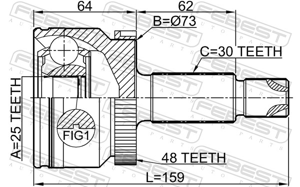 Joint Kit, drive shaft - 1210-IX35D7A48 FEBEST