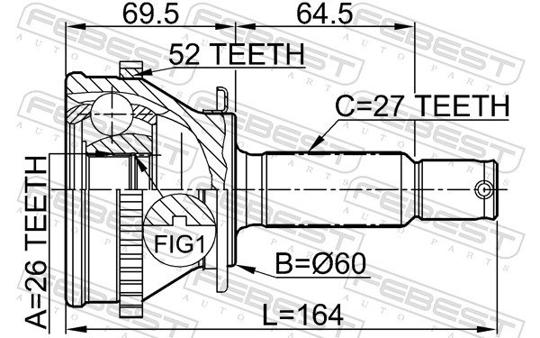 Joint Kit, drive shaft - 1210-SFA52 FEBEST