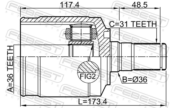 Joint Kit, drive shaft - 1211-CM10LH FEBEST