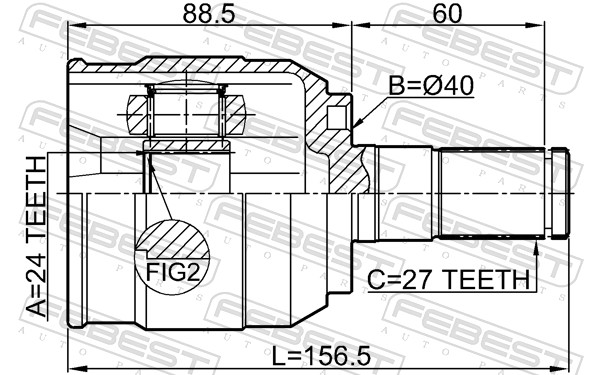 Joint Kit, drive shaft - 1211-IX352WDRH FEBEST