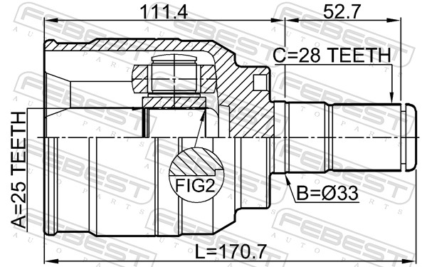 Joint Kit, drive shaft - 1211-IX35AT FEBEST