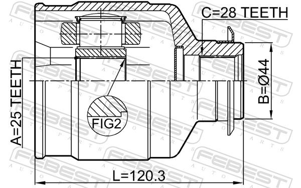 Joint Kit, drive shaft - 1211-IX35RH FEBEST