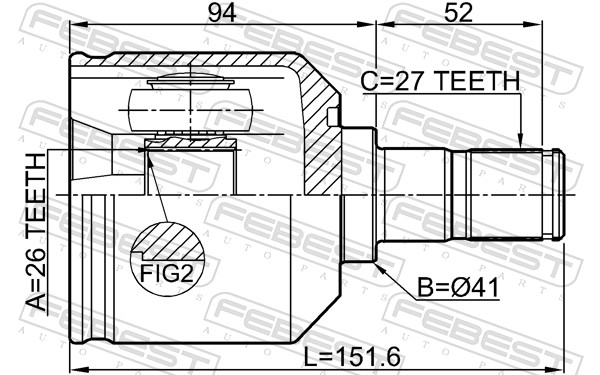 Joint Kit, drive shaft - 1211-SANFELH FEBEST