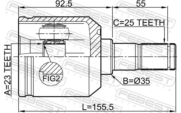 Joint Kit, drive shaft - 1211-TUCRR FEBEST